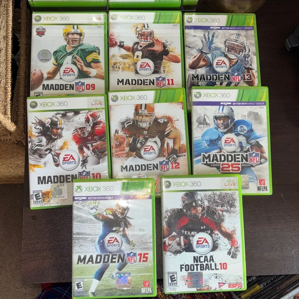 EUC MICROSOFT XBOX 360 MADDEN BUNDLE of 7 Games WITH NCAA 10.